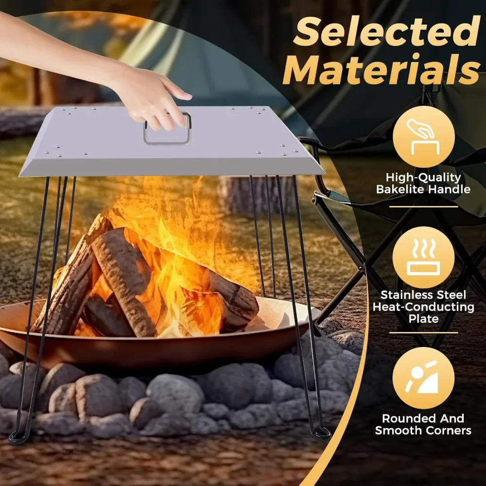24" Stainless Steel Fire Pit Heat Deflector – Foldable Outdoor Heat Reflector