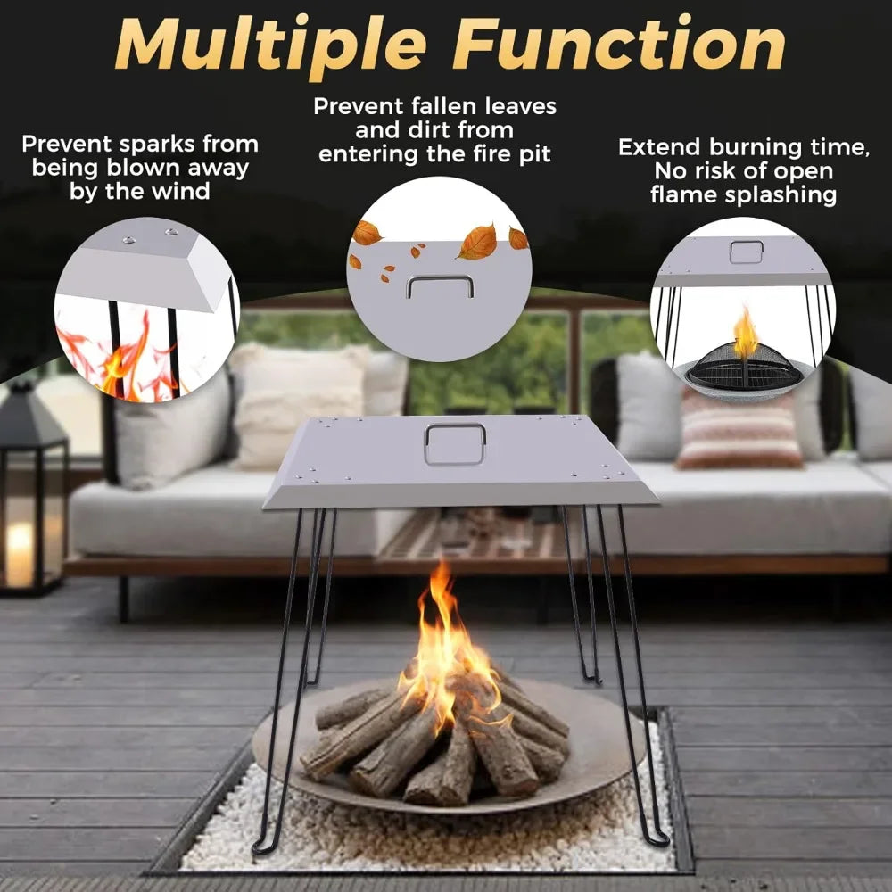 24" Stainless Steel Fire Pit Heat Deflector – Foldable Outdoor Heat Reflector