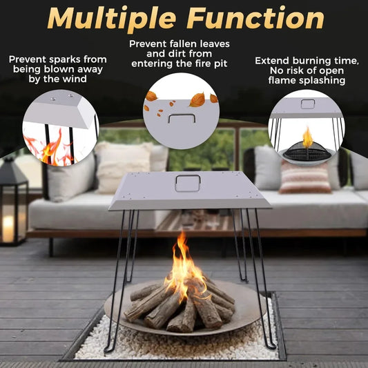 24" Stainless Steel Fire Pit Heat Deflector – Foldable Outdoor Heat Reflector