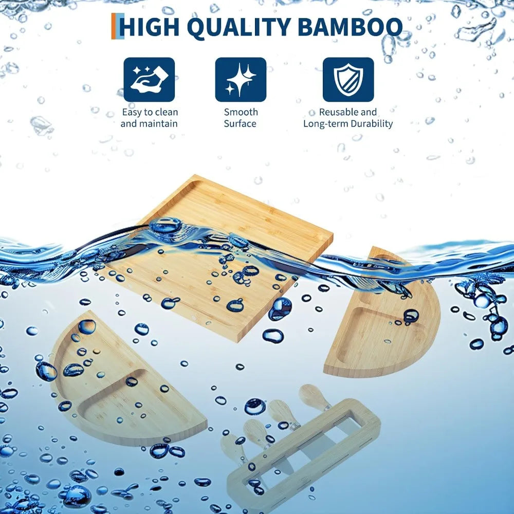 4-Piece Magnetic Wood Charcuterie Board Set – 23" Modular Cheese & Serving Board with Knife Set