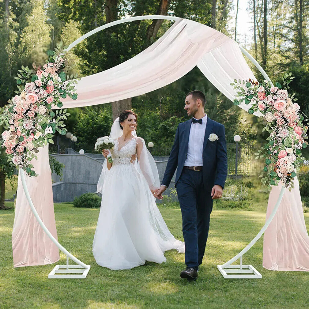 Round Metal Arch Backdrop Stand – White Balloon, Floral & Event Display Frame