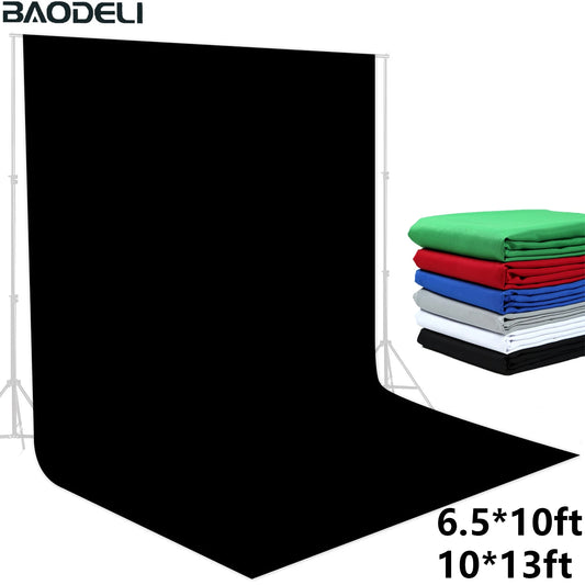 Seamless Polyester Photo & Event Backdrop Curtain – 6.5' × 10' or 10' × 13', White, Black or Green