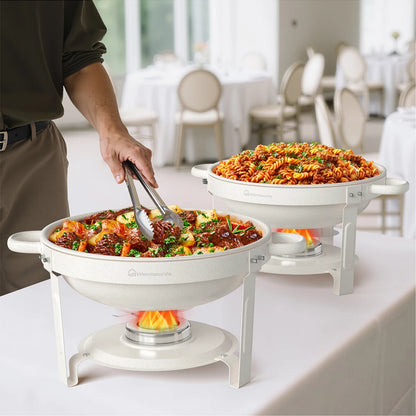 5QT Round Stainless Steel Chafing Dishes – 2 or 4 Pack Buffet Warmer Set