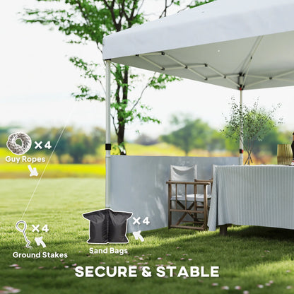 10 × 10FT Pop-Up Canopy Tent with 2 Half Sidewalls – White