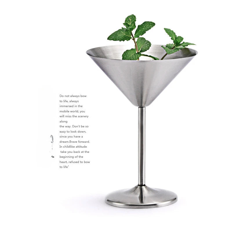 Stainless Steel Martini & Cocktail Glass – Steel Silver or Rose Gold