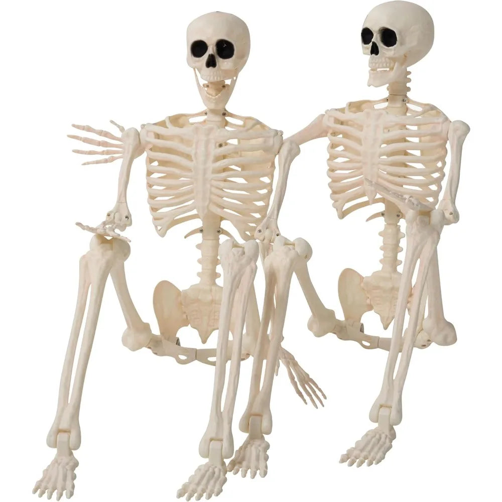 2-Pack 36" Posable Halloween Skeletons – Full-Body Hanging Décor & Photo Booth Props