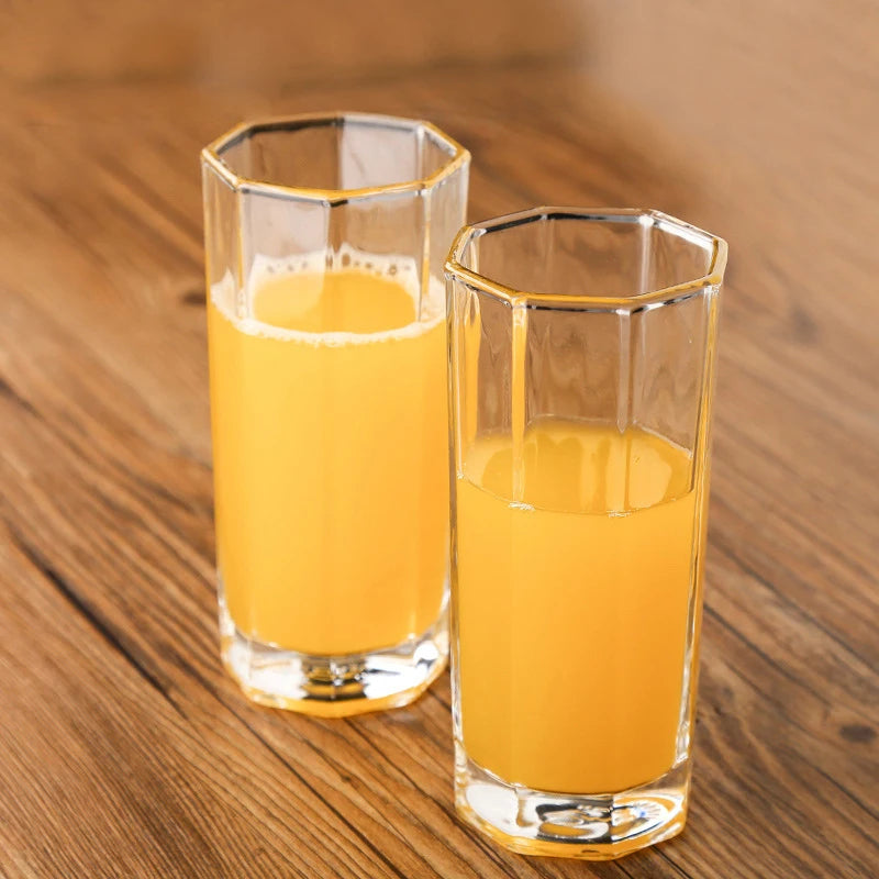 2-Piece Tall Geometric Drinking Glass Set – 220ml