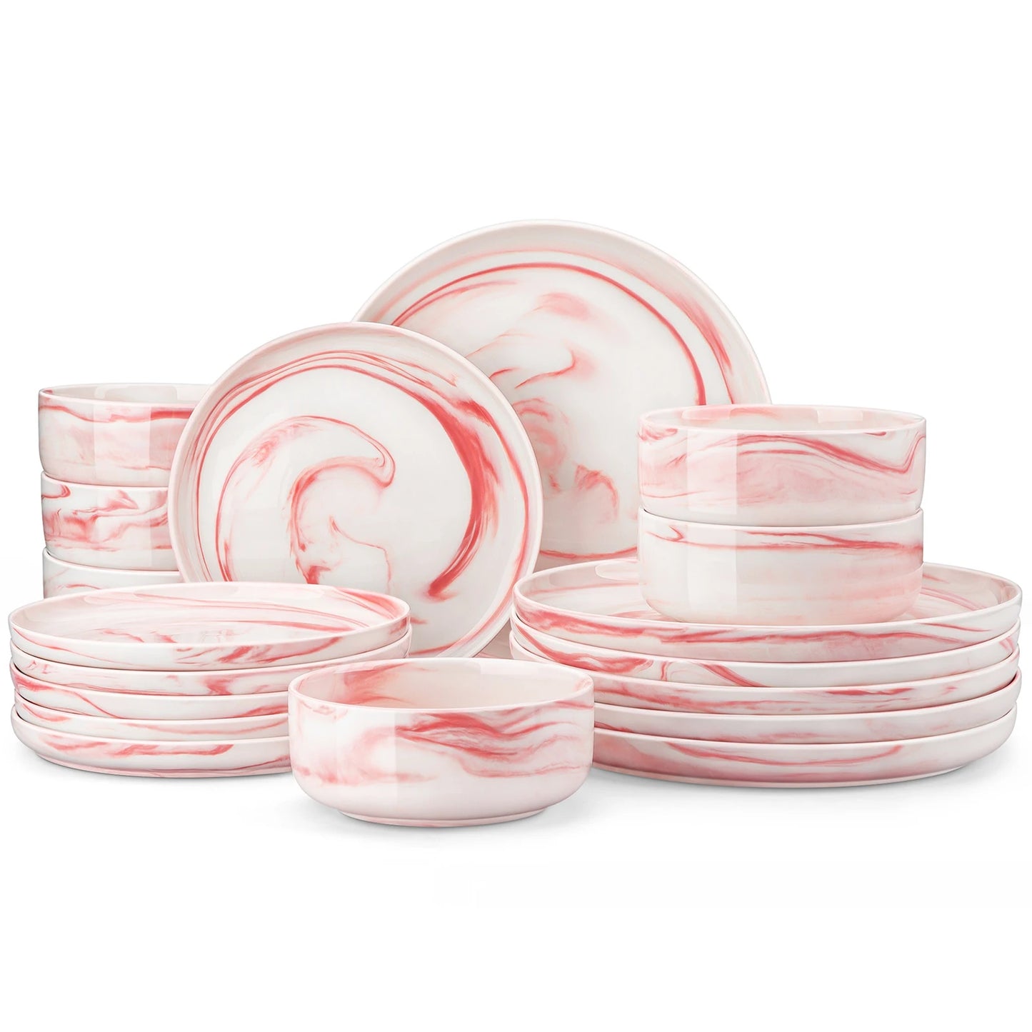 MALACASA Marbled & Classic Porcelain Dinnerware Set – 18 or 36 Piece, Service for 6 or 12