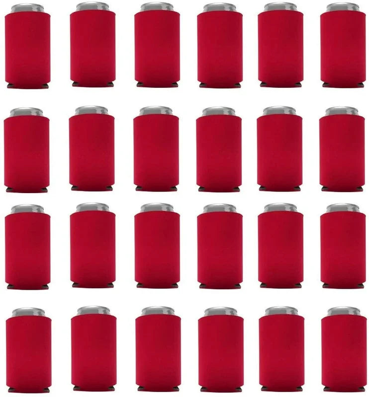 24-Pack Blank Collapsible Foam Can Cooler Sleeves – Party Favors & Beverage Holders