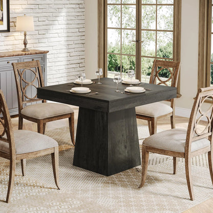Tribesigns Square Dining Table for 4 – Farmhouse Pedestal Dining & Game Table