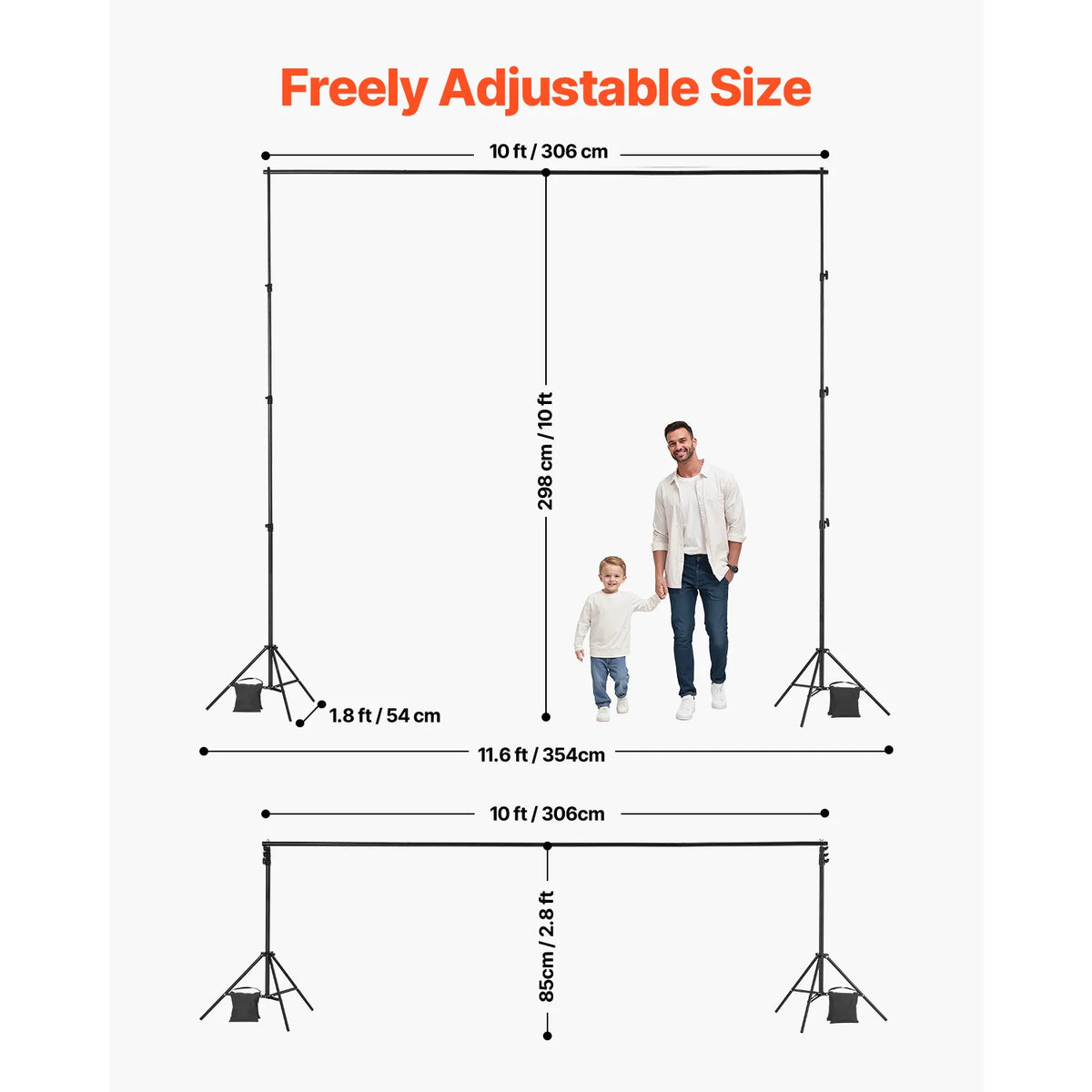 Adjustable 10 ft Backdrop & Projector Screen Stand – Heavy-Duty Event, Party & Photo Frame