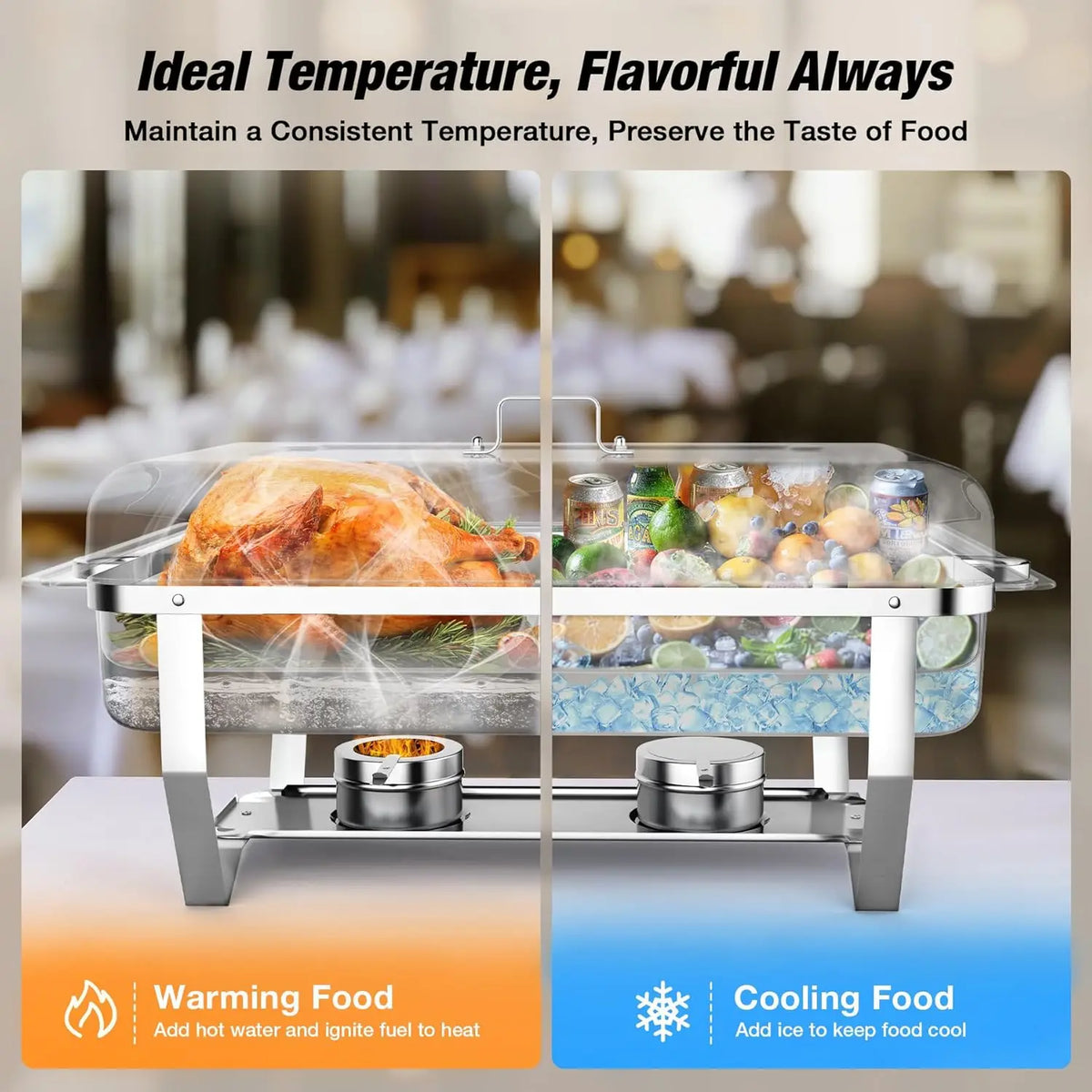 8 Qt Stainless Steel Chafing Dish Buffet Warmers – 2, 4 or 6 Pack