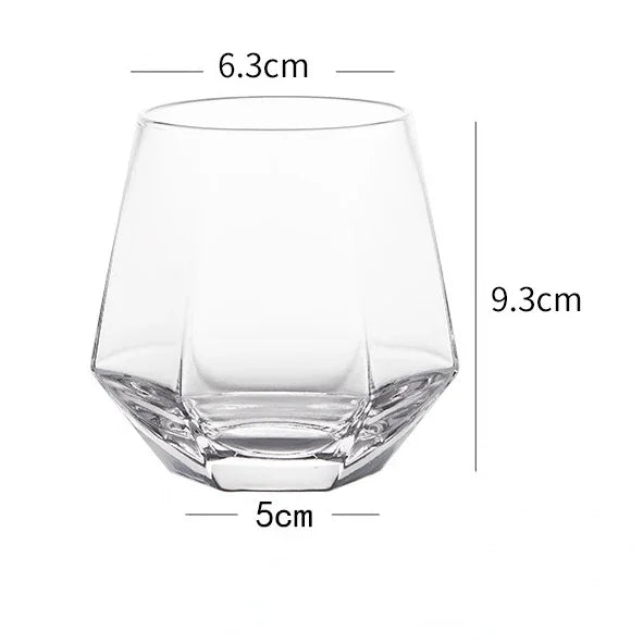 Hexagonal Whiskey & Cocktail Glass – 320ml | 1 or 2 Piece Set