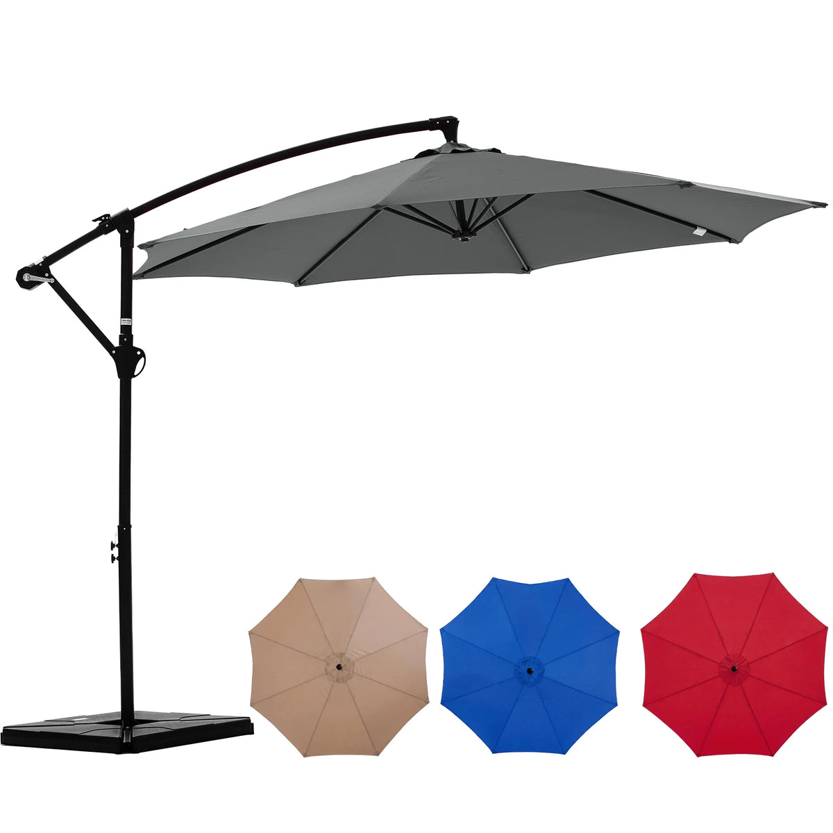 9.8FT Cantilever Patio Umbrella with Base – Adjustable Tilt & UPF50+ Sun Protection