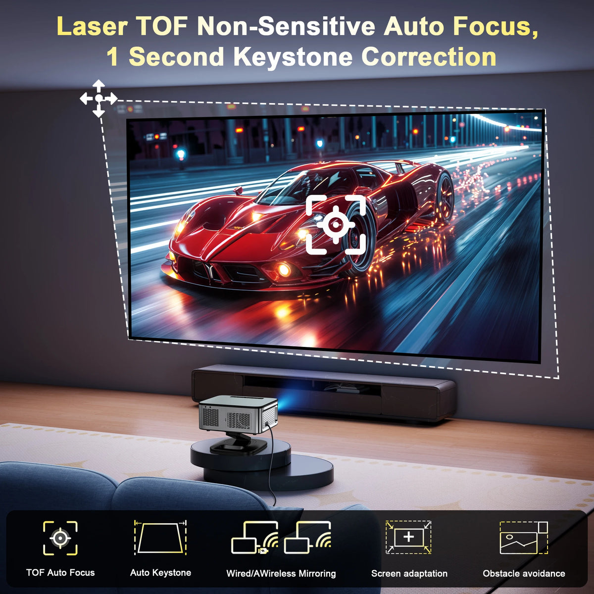 HORLAT T10ULTRA Smart Home Theater Projector – 3200 ANSI, Native 1080P, 4K/8K Decoding & WiFi 6