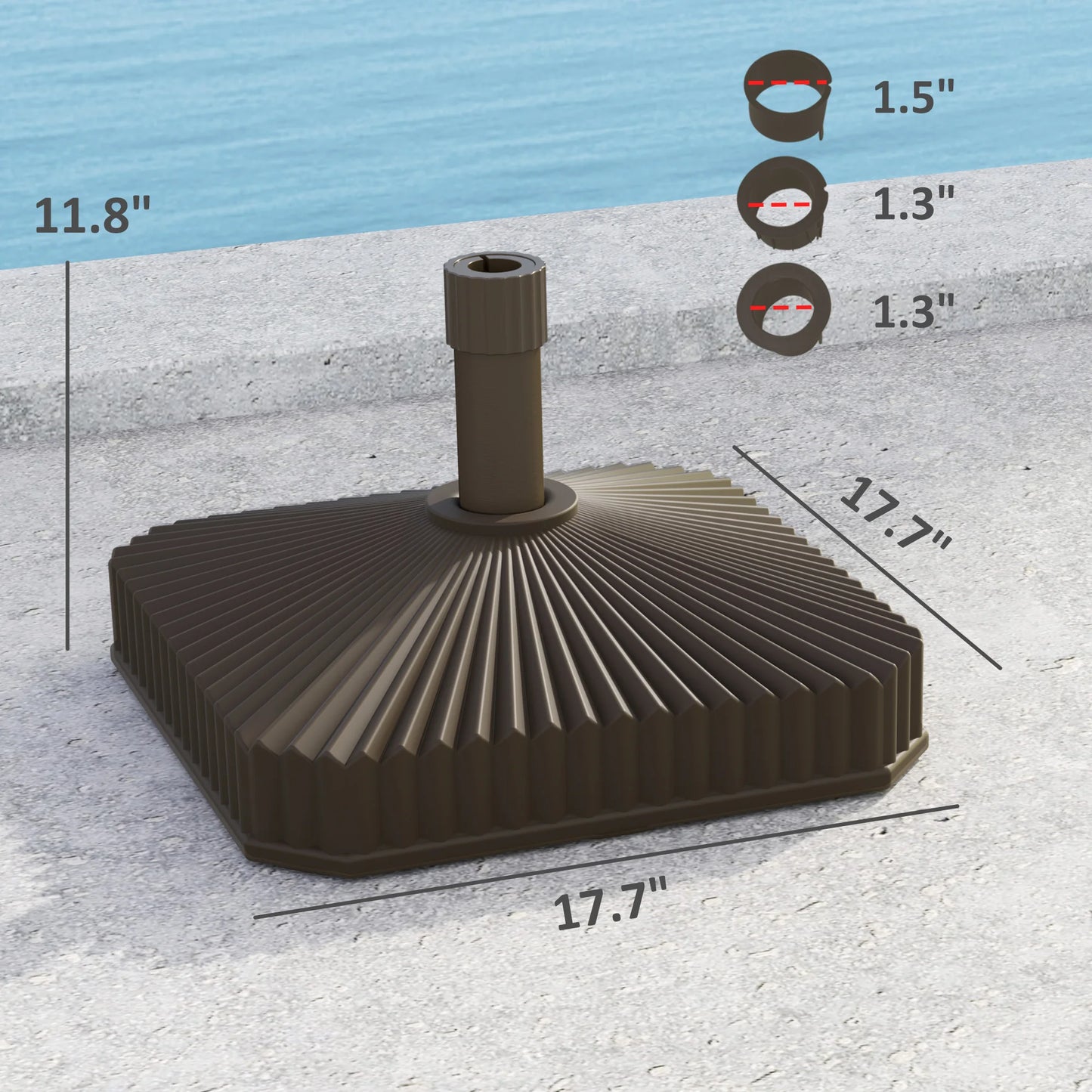 Fillable Square Patio Umbrella Base – Sand or Water Weighted Outdoor for Smaller Umbrellas Stand