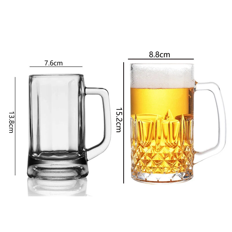 Thick-Bottom Beer Mug with Handle – 400ml or 600ml