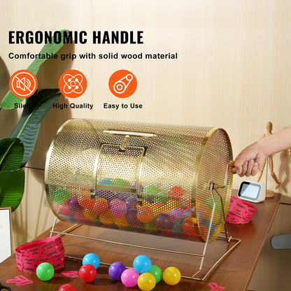 Large Raffle Drum – Brass-Plated Spinning Ticket Cage for Raffles, Fundraisers & Party Games