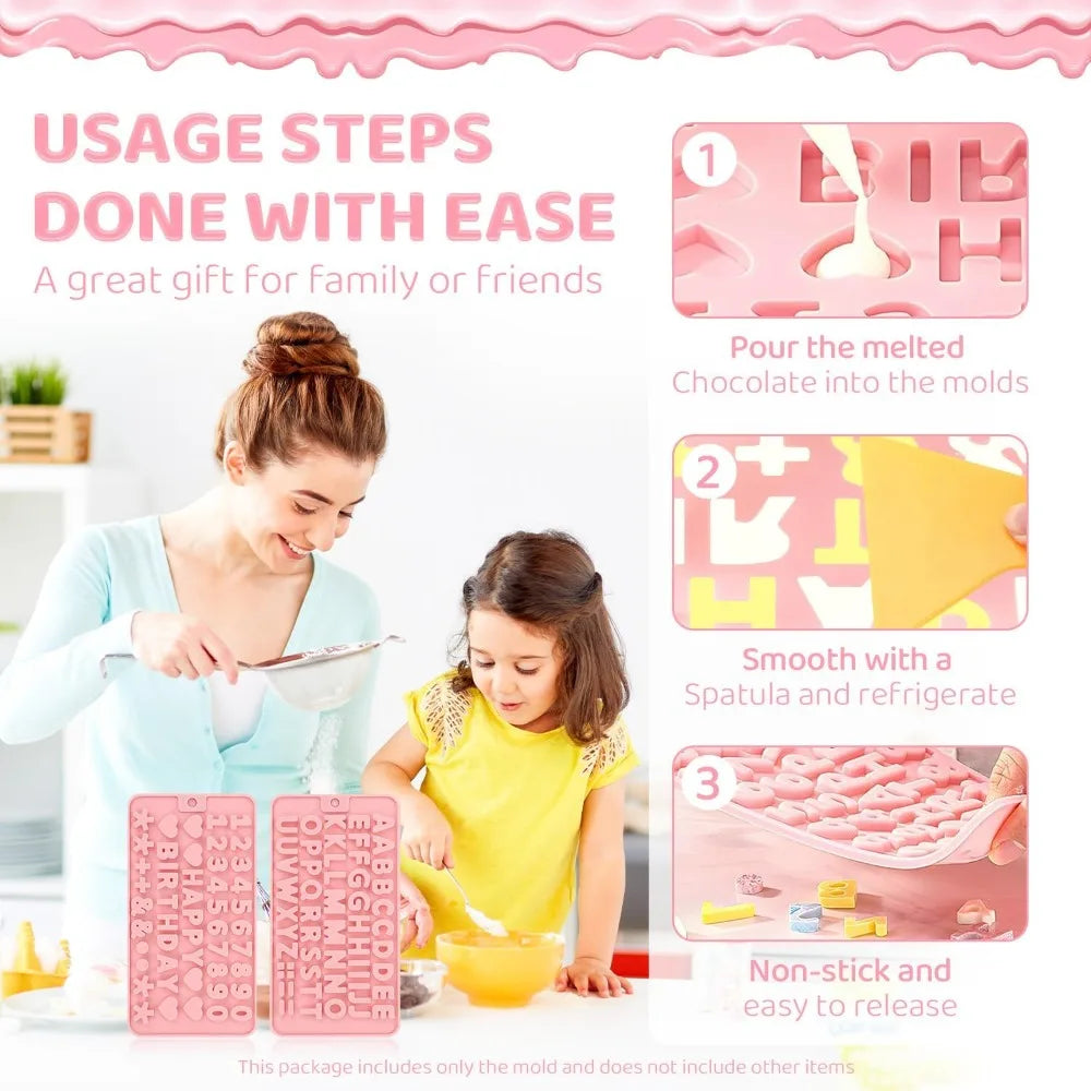 2-Piece Silicone Letter & Number Molds –  Molds for Chocolate, Candy & Cake Decorating