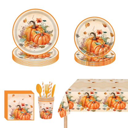401 Pcs Fall Theme or 402 Pcs Thanksgiving Theme Disposable Tableware Set - Serves 50