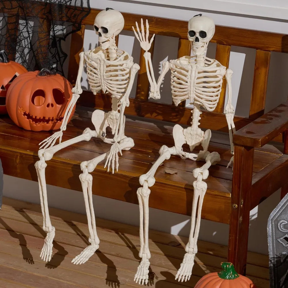2-Pack 36" Posable Halloween Skeletons – Full-Body Hanging Décor & Photo Booth Props