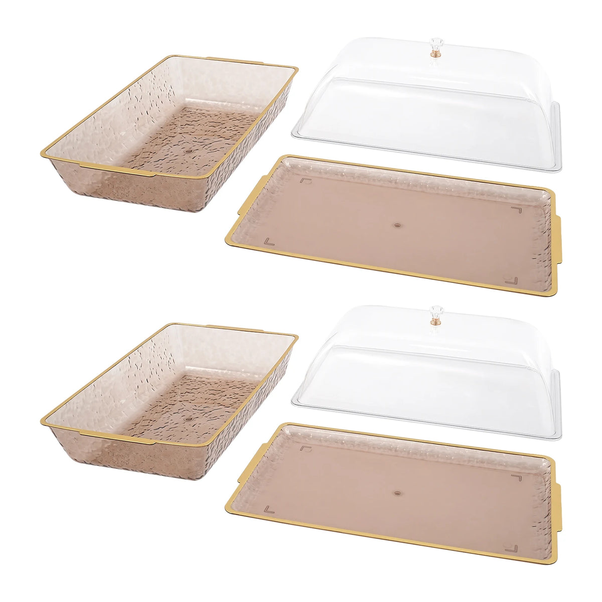 Chilled Serving Trays with Lids & Ice Basins Set, 2-pack