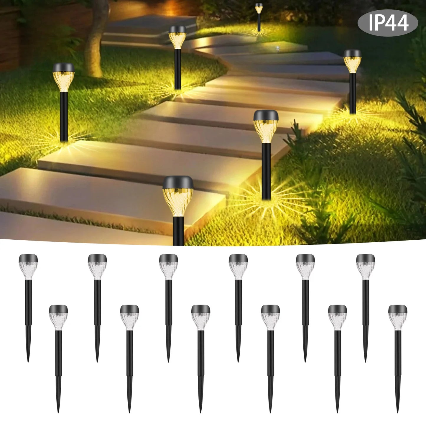 12-Piece Solar Garden & Pathway Lights – Decorative Oval Light & Shadow Design
