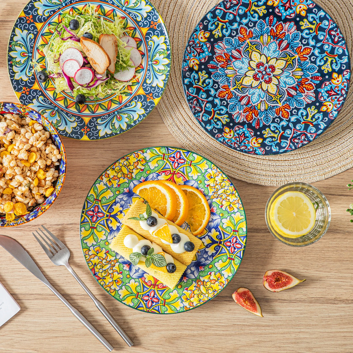 Vancasso Artisan Patterned Porcelain Dinner Plates – 6 or 12 Piece Set