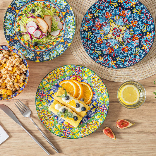 Vancasso Artisan Patterned Porcelain Dinner Plates – 6 or 12 Piece Set