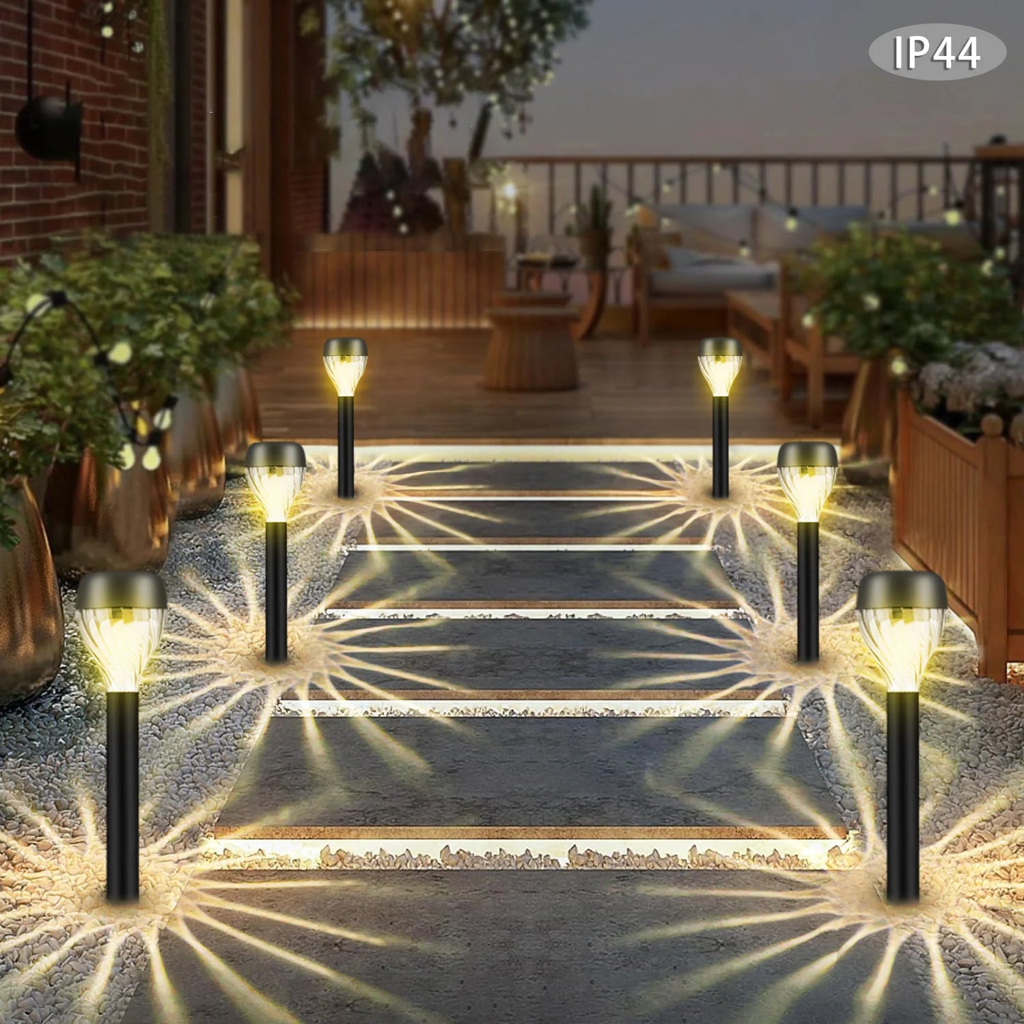 12-Piece Solar Garden & Pathway Lights – Decorative Oval Light & Shadow Design