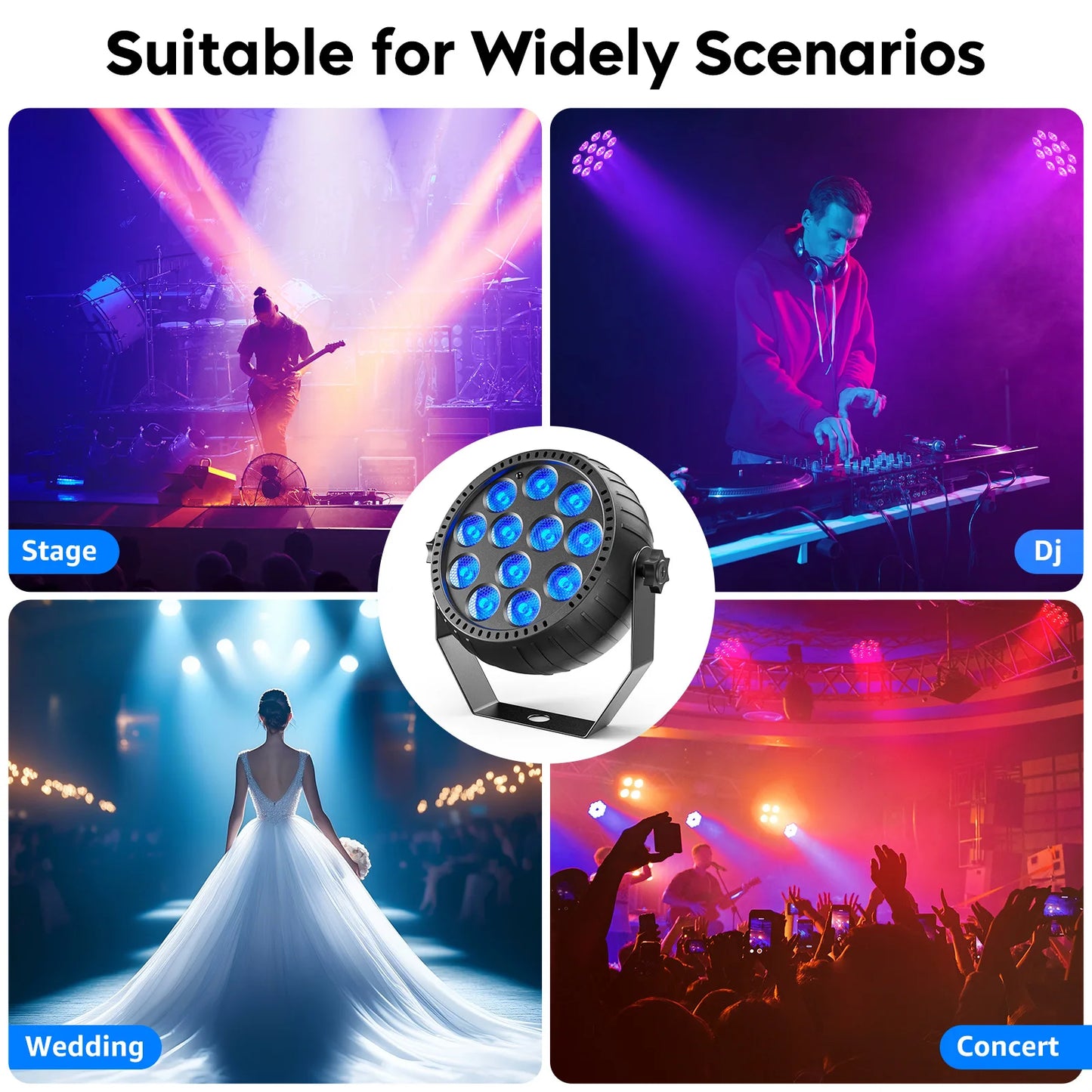 Somspot Rechargeable RGB Mini PAR Lights – Remote & Sound-Activated Party Lighting, 4 or 8 Pack