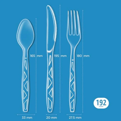 64-Set Clear Disposable Plastic Cutlery Set – Forks, Spoons & Knives for Parties & Events