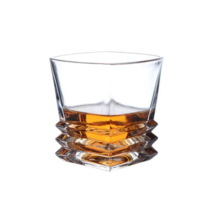 280ml Square Pagoda Whiskey Glass – Vintage Geometric Cocktail Glass