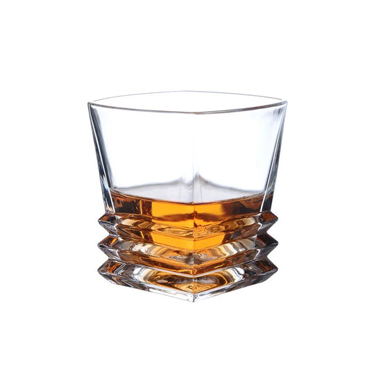 280ml Square Pagoda Whiskey Glass – Vintage Geometric Cocktail Glass
