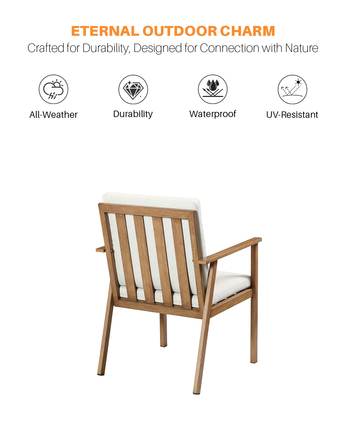 9-Piece Outdoor Aluminum Dining Set for 8 – 84.6" Patio Table with Umbrella Hole & Cushioned Chairs, Teak Finish
