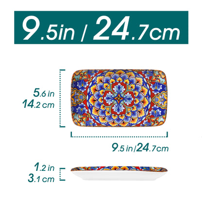 Vancasso Artisan Patterned Rectangular Serving Plates – 6 or 12 Piece Set (8.5x5.1 in / 22x13 cm)