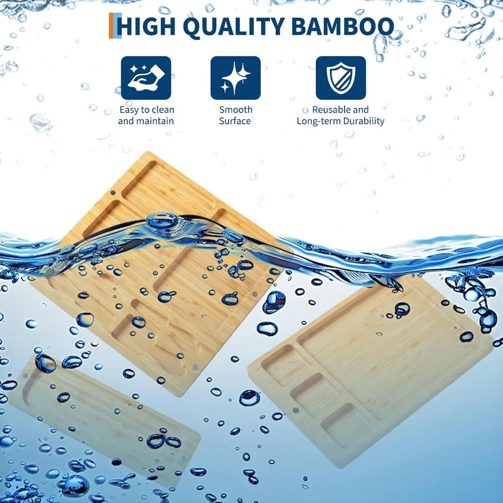 3-Piece Magnetic Bamboo Charcuterie Board Set – 25.2" Modular Cheese Board with 4 Knives & 2 Bowls