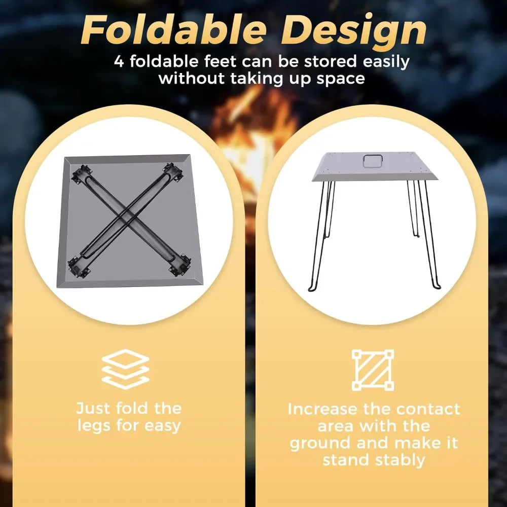 24" Stainless Steel Fire Pit Heat Deflector – Foldable Outdoor Heat Reflector