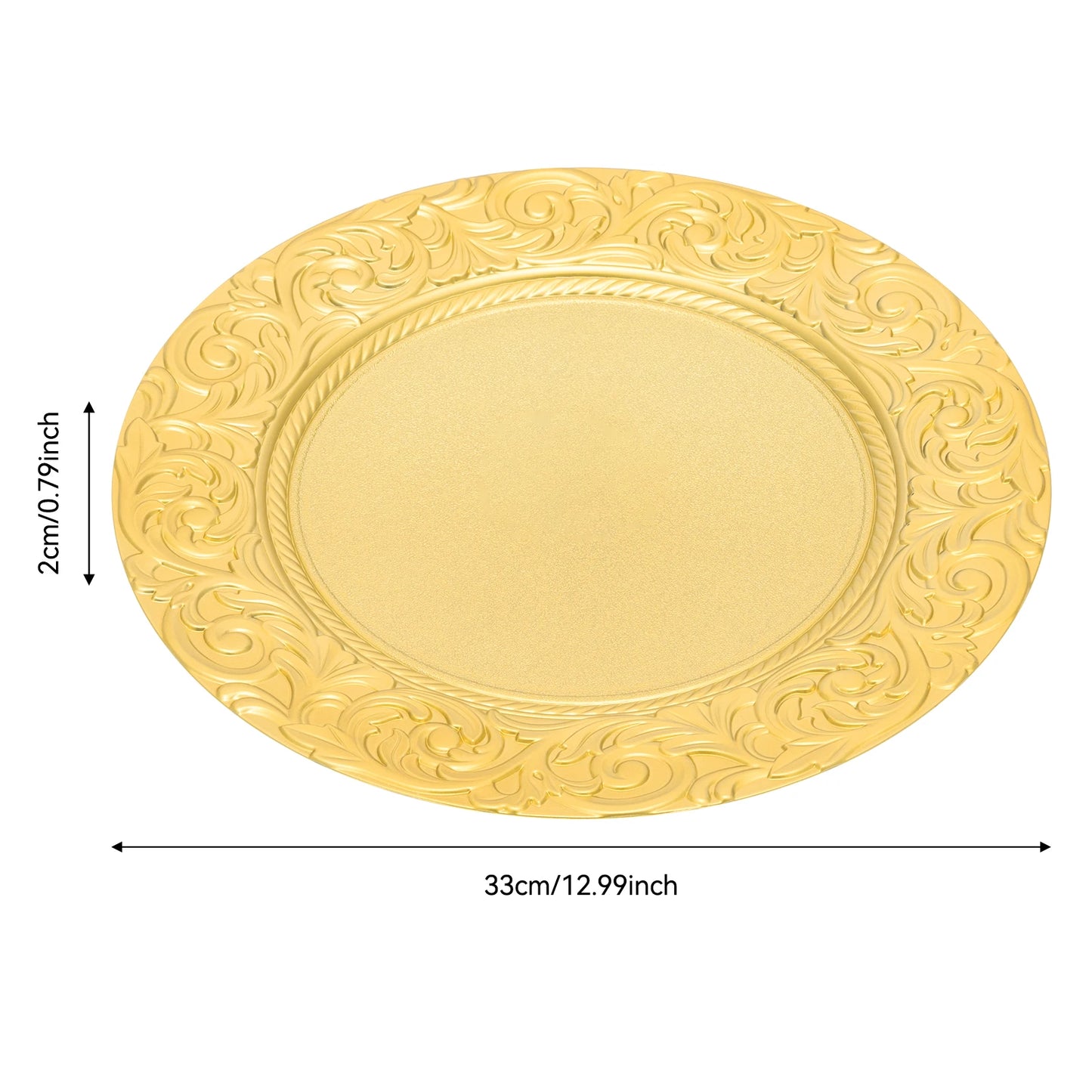 Gold Embossed Round Charger Plates – 13", 100 Piece Set