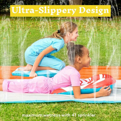 22.5-Ft Double-Lane Backyard Water Slide with 2 Inflatable Slide Boards & Sprinklers
