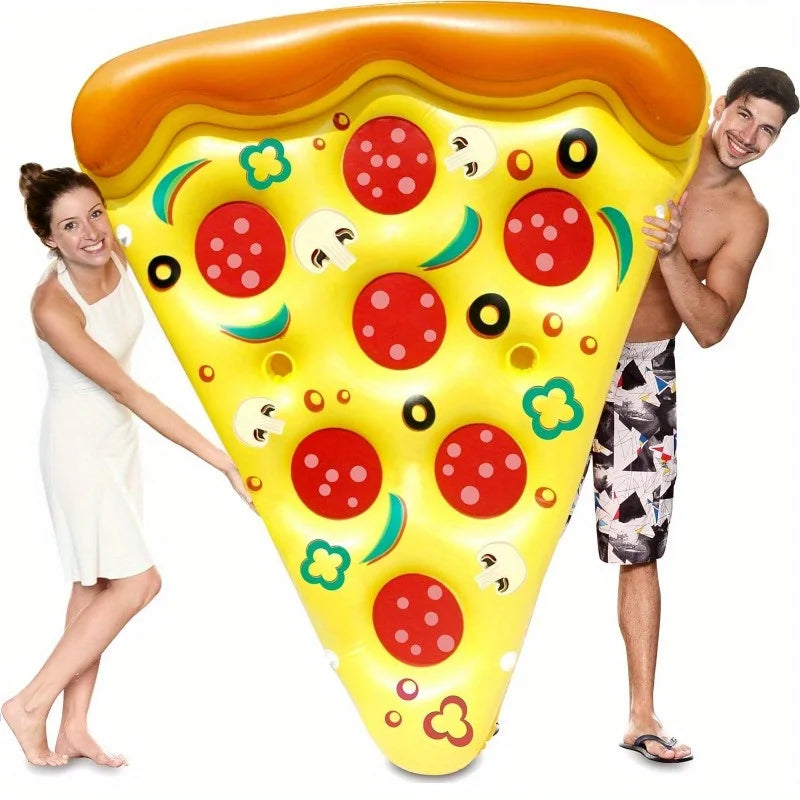Giant Pizza Slice Inflatable Pool Float – 70.5" Pool Raft with Cup Holders & Connectors