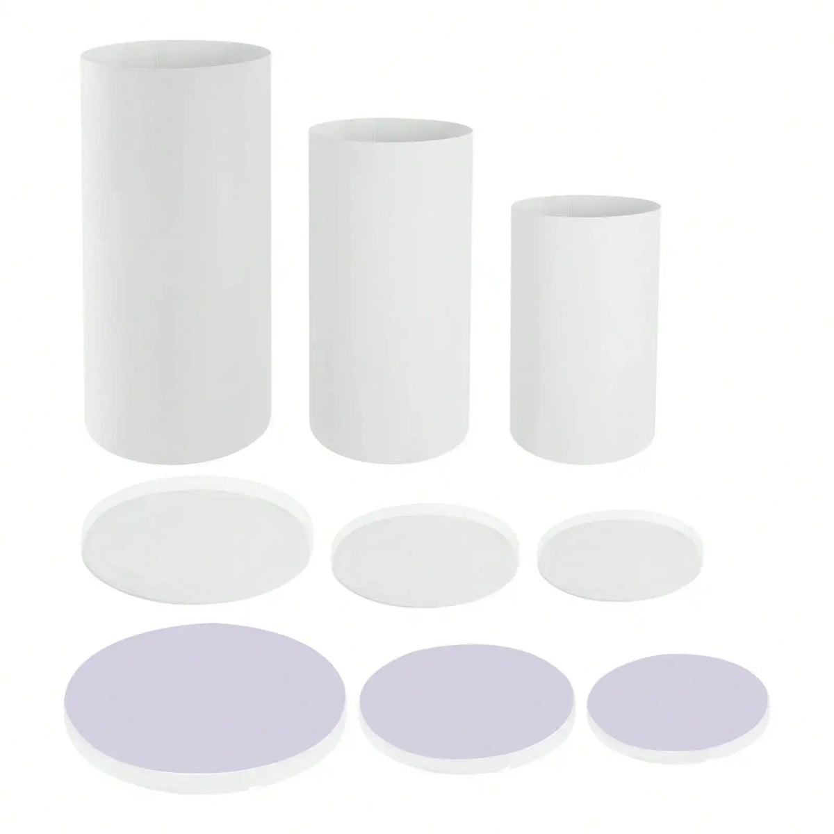 3-Piece White Cylinder Pedestal Stand Set – 23.6", 29.5" & 35.4" Round Display Plinths
