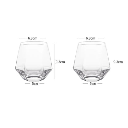 Hexagonal Whiskey & Cocktail Glass – 320ml | 1 or 2 Piece Set