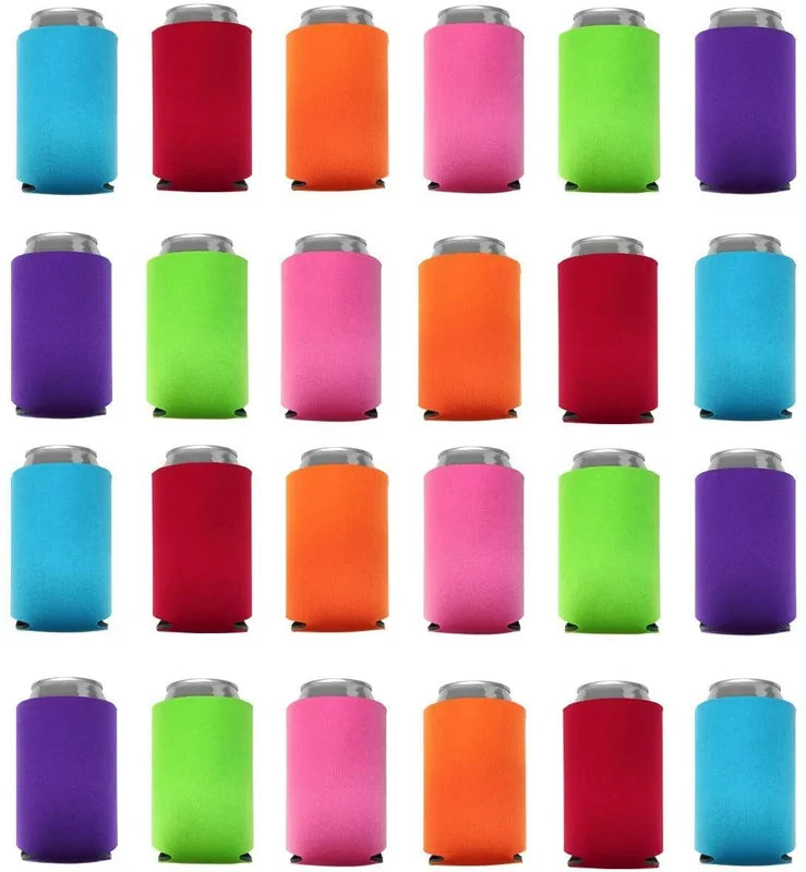 24-Pack Blank Collapsible Foam Can Cooler Sleeves – Party Favors & Beverage Holders