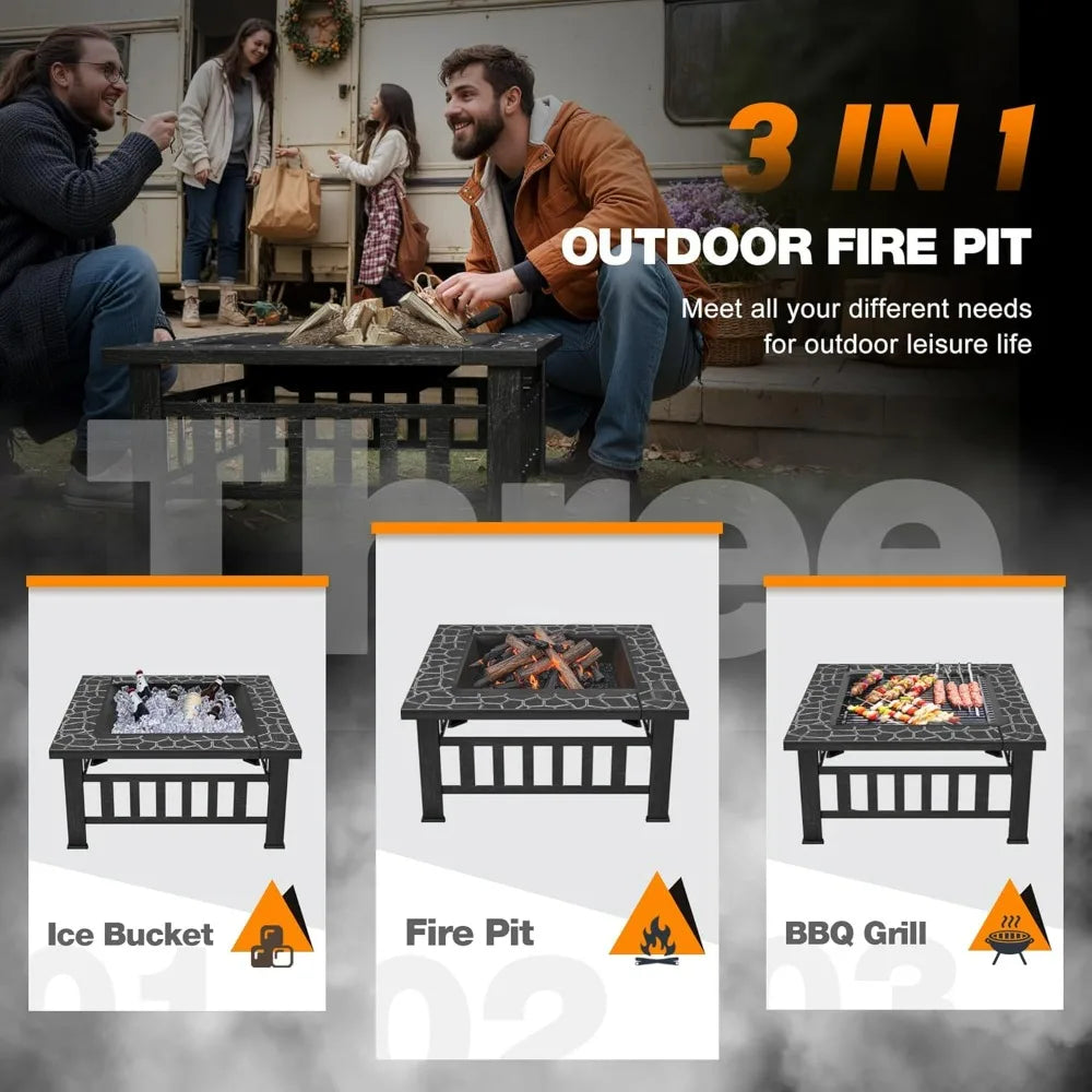 32" Square Wood-Burning Fire Pit