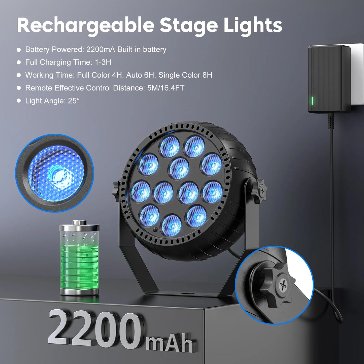 Somspot Rechargeable RGB Mini PAR Lights – Remote & Sound-Activated Party Lighting, 4 or 8 Pack