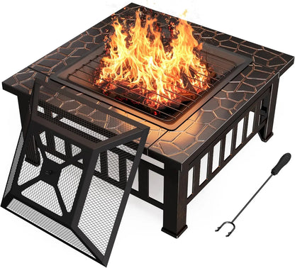 32" Square Wood-Burning Fire Pit