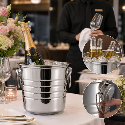 6-Pack 3L Stainless Steel Beverage Tubs with Handles – Ice Buckets for Beer, Wine & Champagne