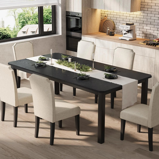 Industrial Dining Table for 4–10 – Wood Grain Top & Meta - 3 sizes available: 63", 70.8", or 78.7"