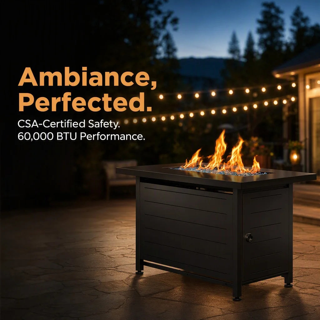 43" Rectangular Propane Fire Pit Table